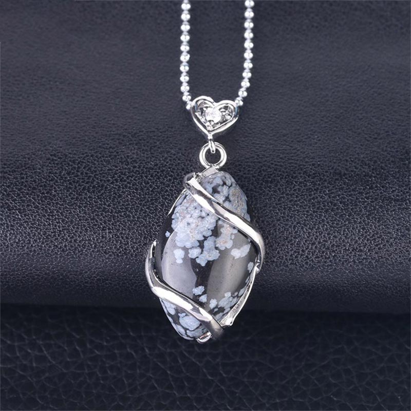 Buddha Stones Marquise Pattern Natural Crystal Stone Charm Necklace Pendant (Extra 35% Off | USE CODE: FS35)