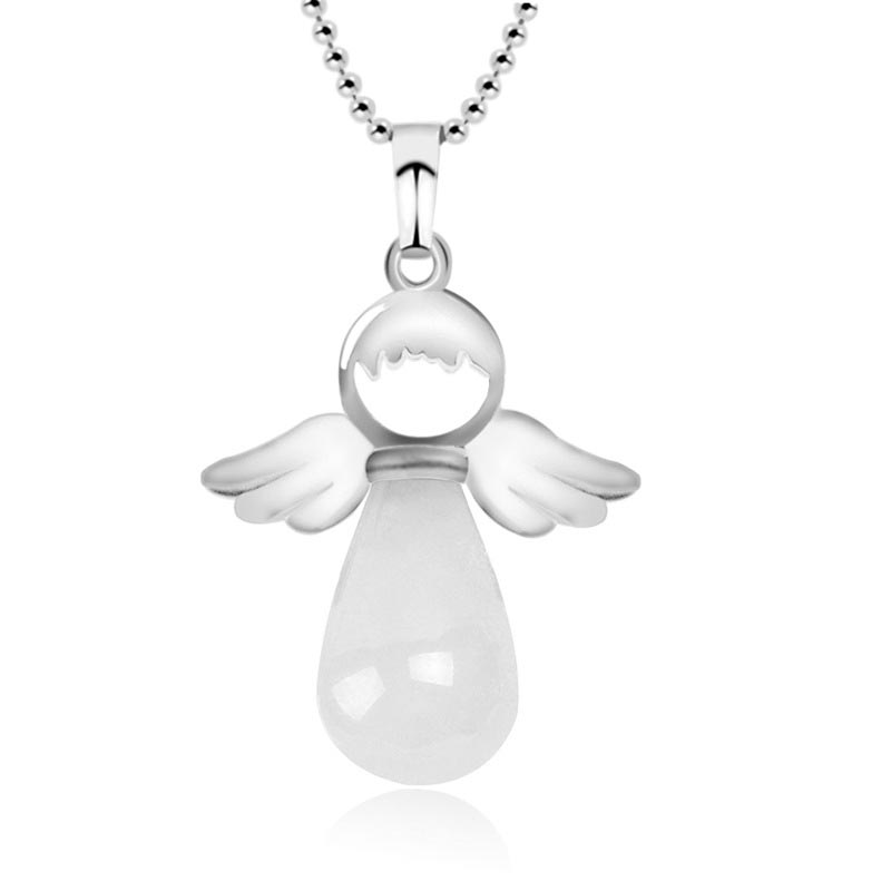 Buddha Stones Little Angel Wings Natural Crystal Luck Necklace Pendant (Extra 35% Off | USE CODE: FS35)