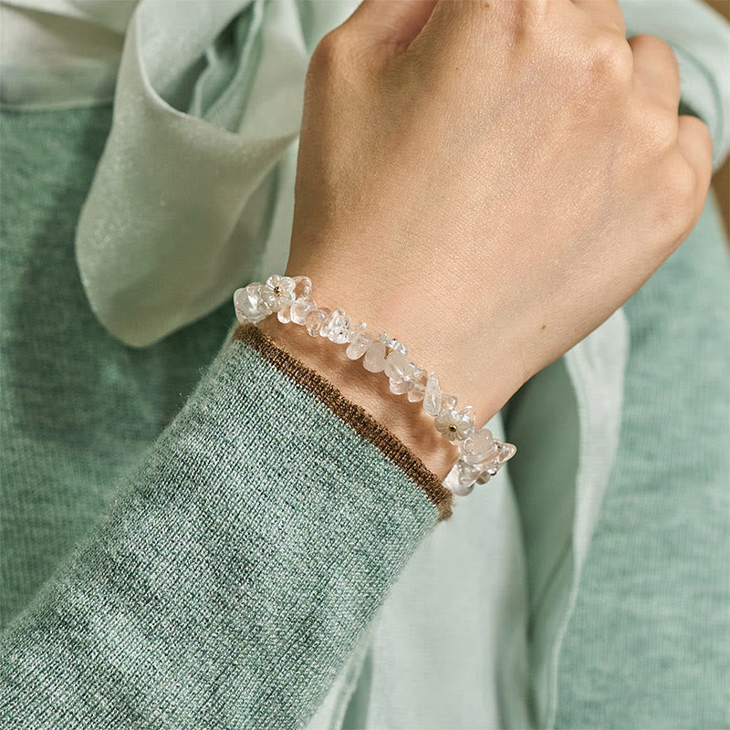 FREE Today: Spiritual and Positive Irregular Crystal Flower Design Amethyst White Crystal Bracelet