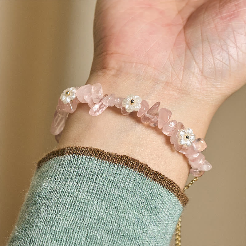 FREE Today: Spiritual and Positive Irregular Crystal Flower Design Amethyst White Crystal Bracelet