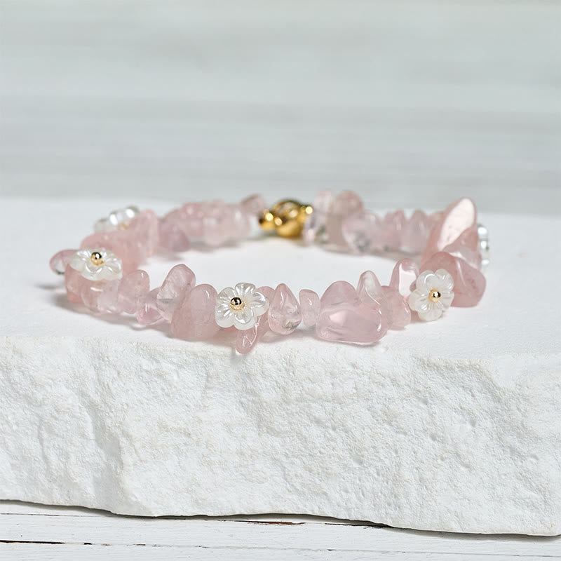 FREE Today: Spiritual and Positive Irregular Crystal Flower Design Amethyst White Crystal Bracelet