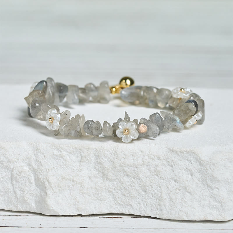FREE Today: Spiritual and Positive Irregular Crystal Flower Design Amethyst White Crystal Bracelet