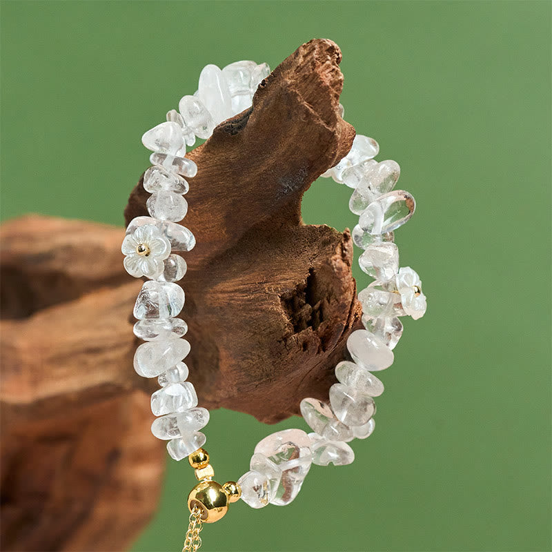 FREE Today: Spiritual and Positive Irregular Crystal Flower Design Amethyst White Crystal Bracelet