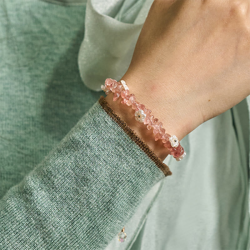 FREE Today: Spiritual and Positive Irregular Crystal Flower Design Amethyst White Crystal Bracelet