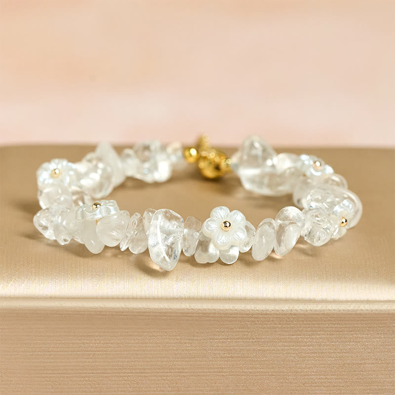 FREE Today: Spiritual and Positive Irregular Crystal Flower Design Amethyst White Crystal Bracelet