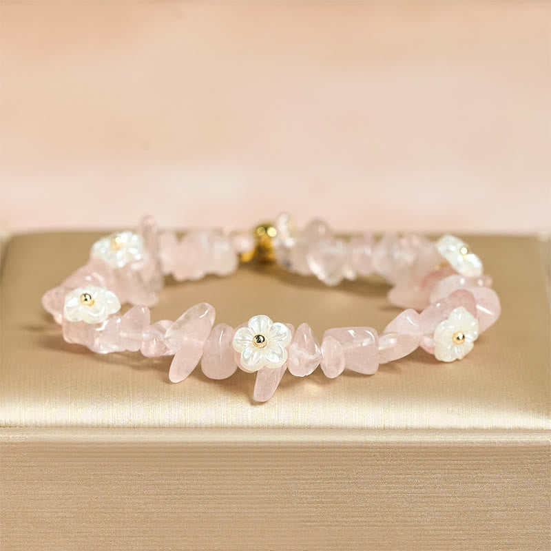 FREE Today: Spiritual and Positive Irregular Crystal Flower Design Amethyst White Crystal Bracelet