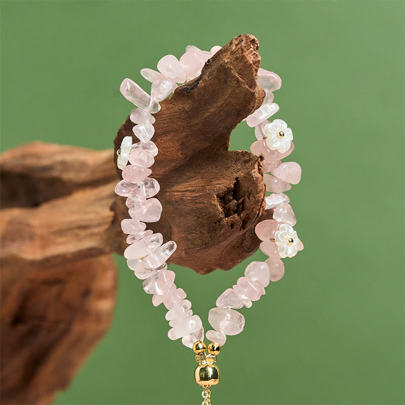 FREE Today: Spiritual and Positive Irregular Crystal Flower Design Amethyst White Crystal Bracelet