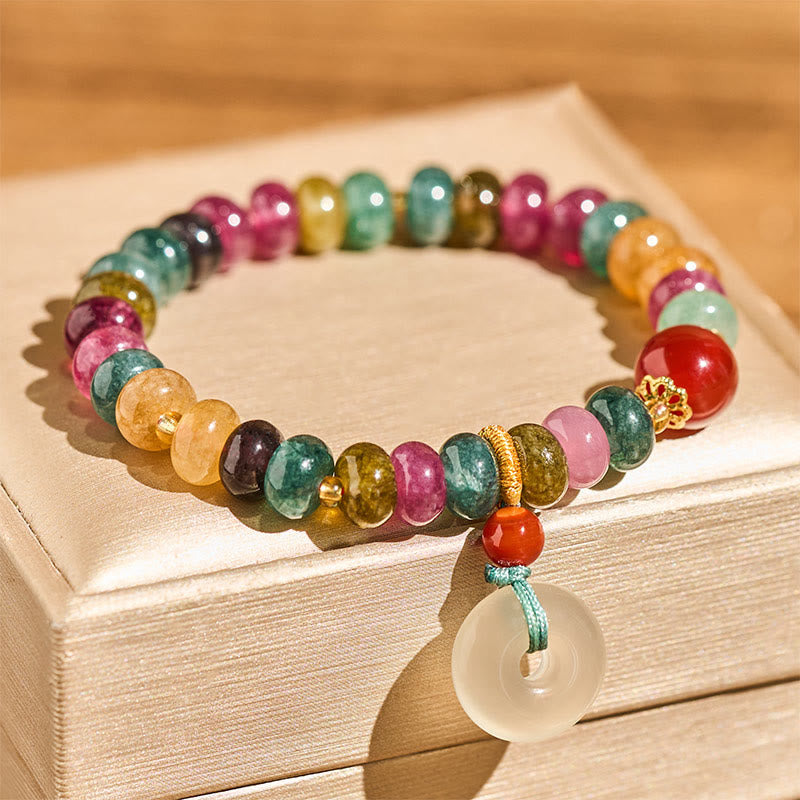 Love and Wisdom Peace Buckle Tourmaline Chalcedony Bracelet