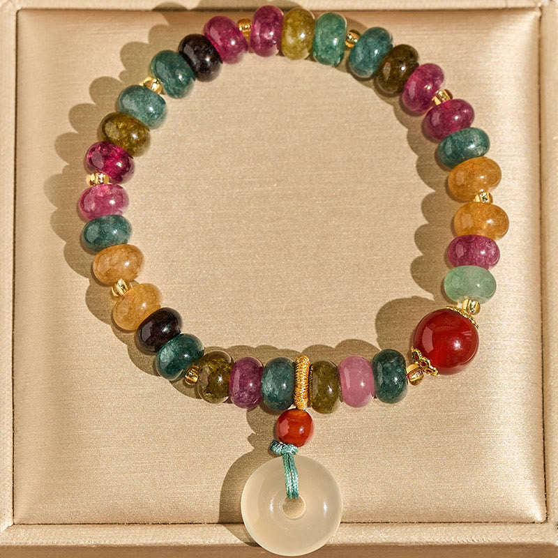 Love and Wisdom Peace Buckle Tourmaline Chalcedony Bracelet