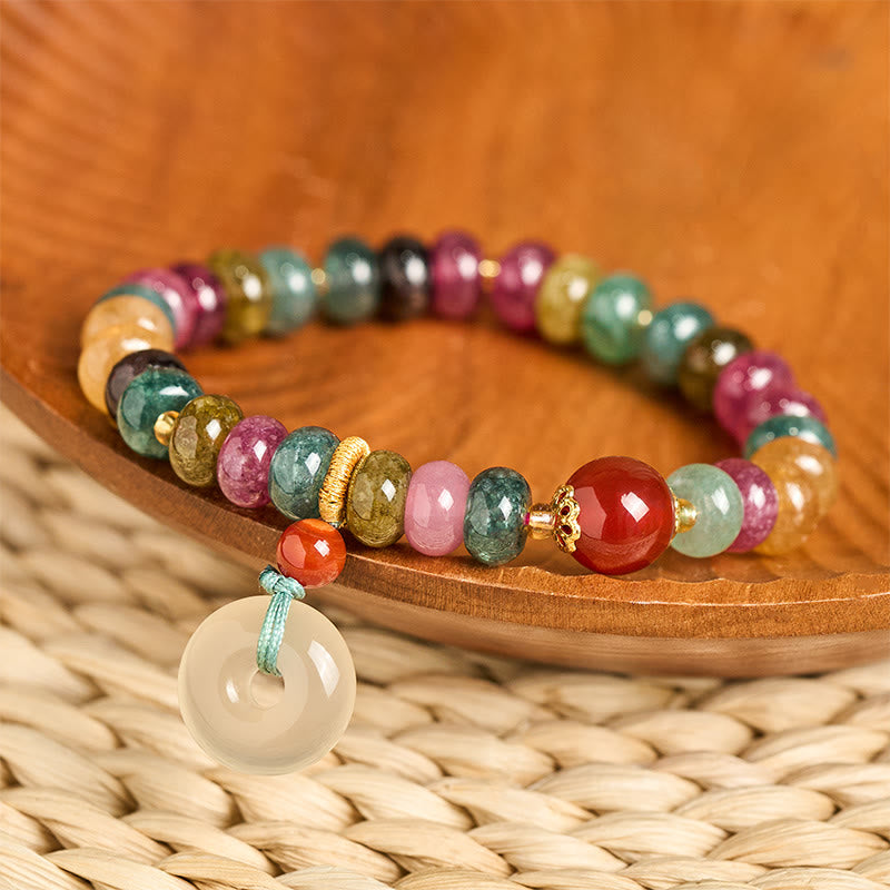 Love and Wisdom Peace Buckle Tourmaline Chalcedony Bracelet