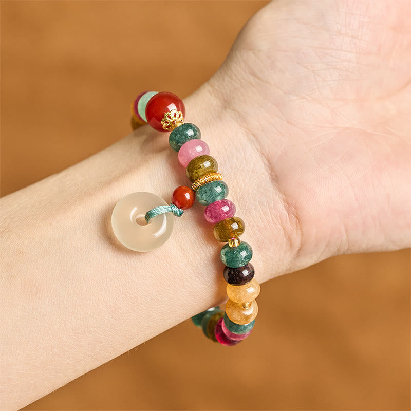 Love and Wisdom Peace Buckle Tourmaline Chalcedony Bracelet