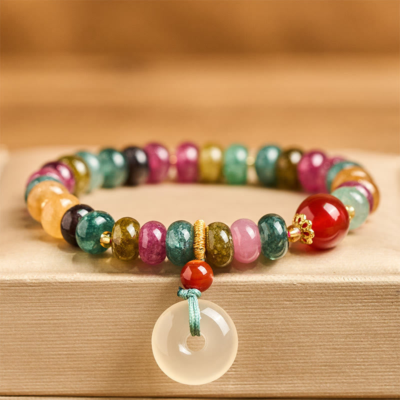 Love and Wisdom Peace Buckle Tourmaline Chalcedony Bracelet