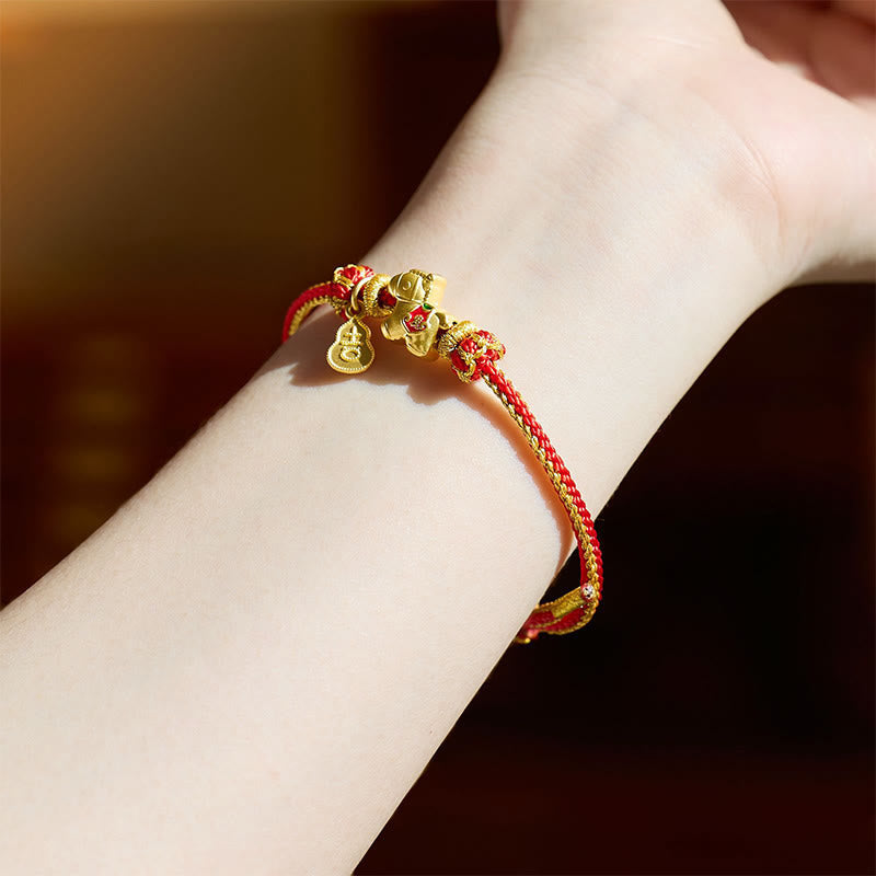 Buddha Stones Year Of The Horse Red String Copper Braided Luck Bracelet