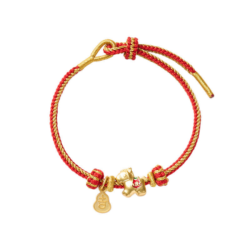 Buddha Stones Year Of The Horse Red String Copper Braided Luck Bracelet