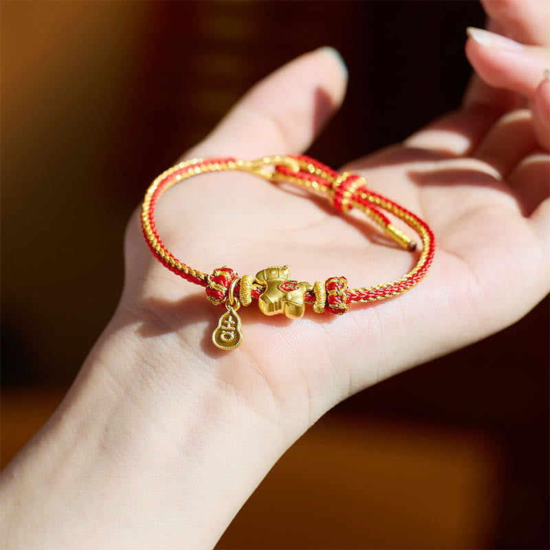 Buddha Stones Year Of The Horse Red String Copper Braided Luck Bracelet