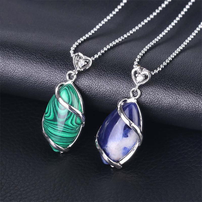 Buddha Stones Marquise Pattern Natural Crystal Stone Charm Necklace Pendant (Extra 35% Off | USE CODE: FS35)