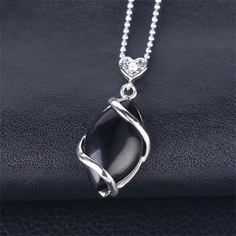 Buddha Stones Marquise Pattern Natural Crystal Stone Charm Necklace Pendant (Extra 35% Off | USE CODE: FS35)