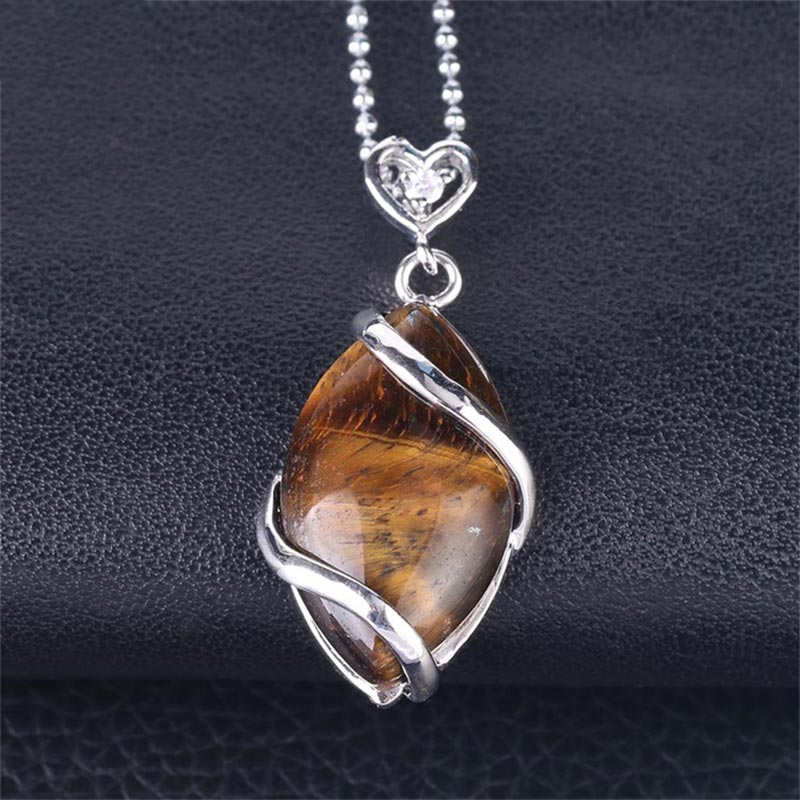 Buddha Stones Marquise Pattern Natural Crystal Stone Charm Necklace Pendant (Extra 35% Off | USE CODE: FS35)
