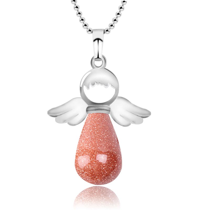 Buddha Stones Little Angel Wings Natural Crystal Luck Necklace Pendant (Extra 35% Off | USE CODE: FS35)
