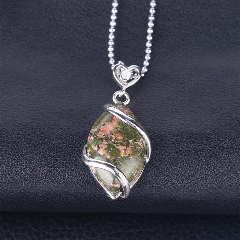 Buddha Stones Marquise Pattern Natural Crystal Stone Charm Necklace Pendant (Extra 35% Off | USE CODE: FS35)
