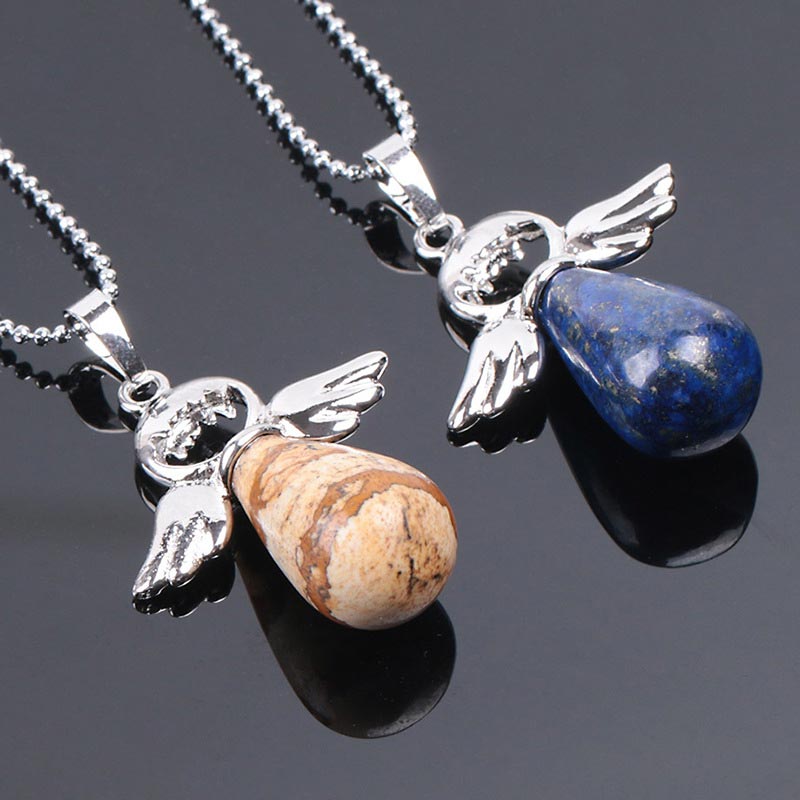 Buddha Stones Little Angel Wings Natural Crystal Luck Necklace Pendant (Extra 35% Off | USE CODE: FS35)