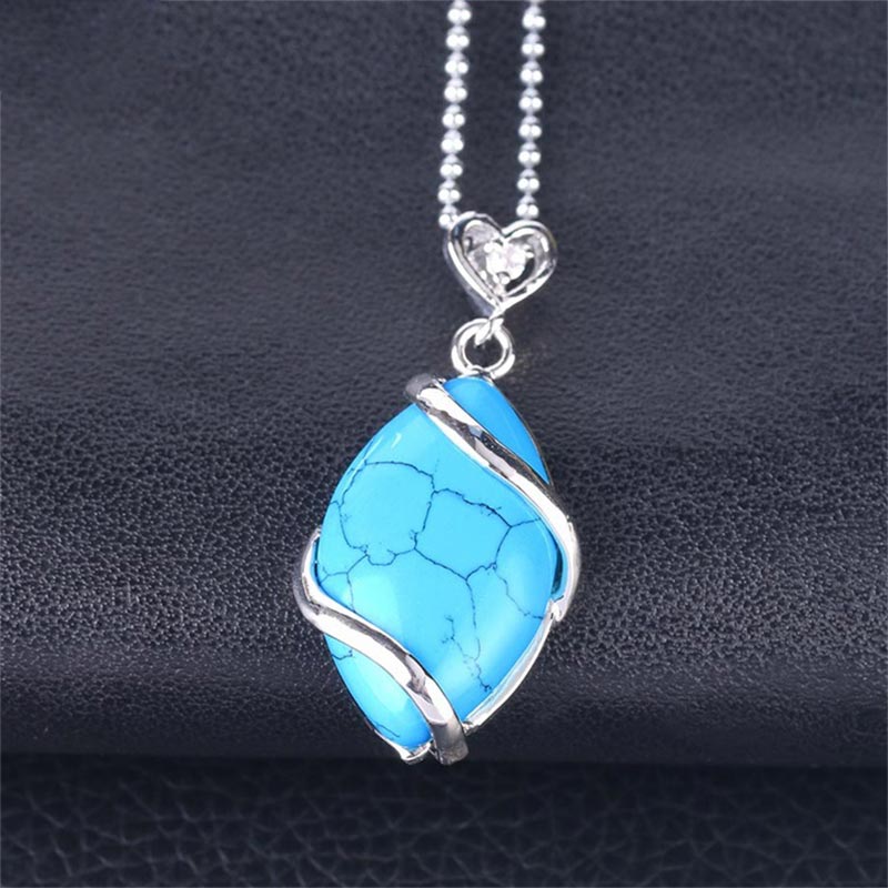 Buddha Stones Marquise Pattern Natural Crystal Stone Charm Necklace Pendant (Extra 35% Off | USE CODE: FS35)