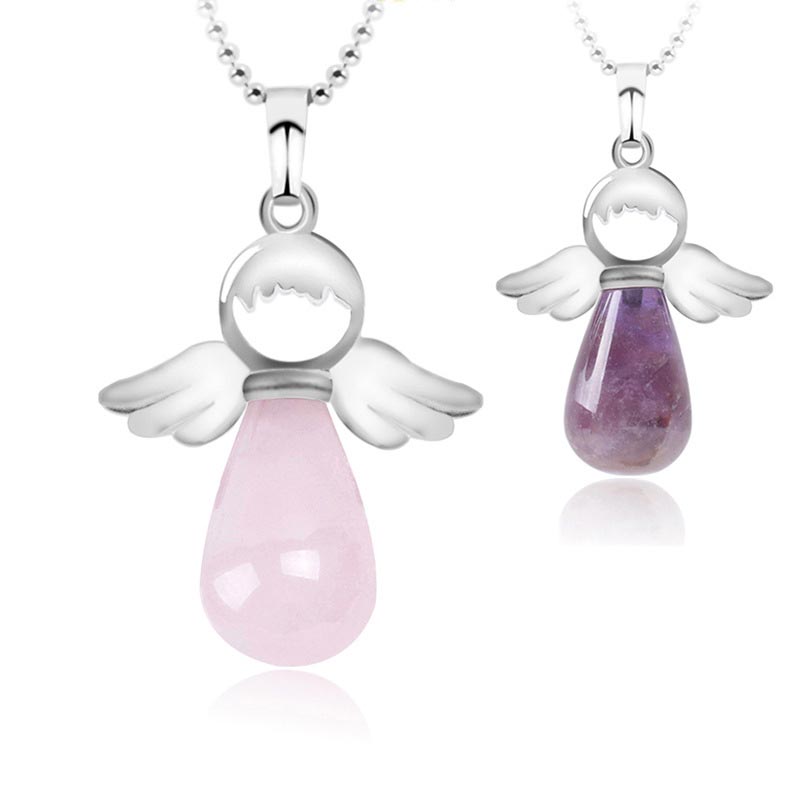 Buddha Stones Little Angel Wings Natural Crystal Luck Necklace Pendant (Extra 35% Off | USE CODE: FS35)