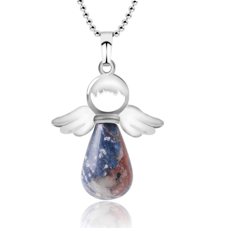 Buddha Stones Little Angel Wings Natural Crystal Luck Necklace Pendant (Extra 35% Off | USE CODE: FS35)