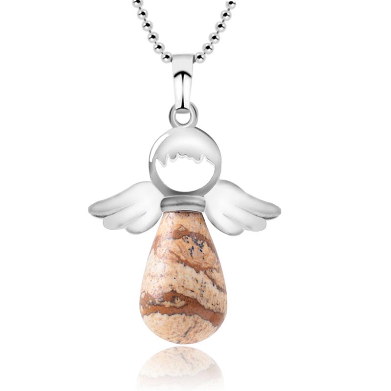 Buddha Stones Little Angel Wings Natural Crystal Luck Necklace Pendant (Extra 35% Off | USE CODE: FS35)