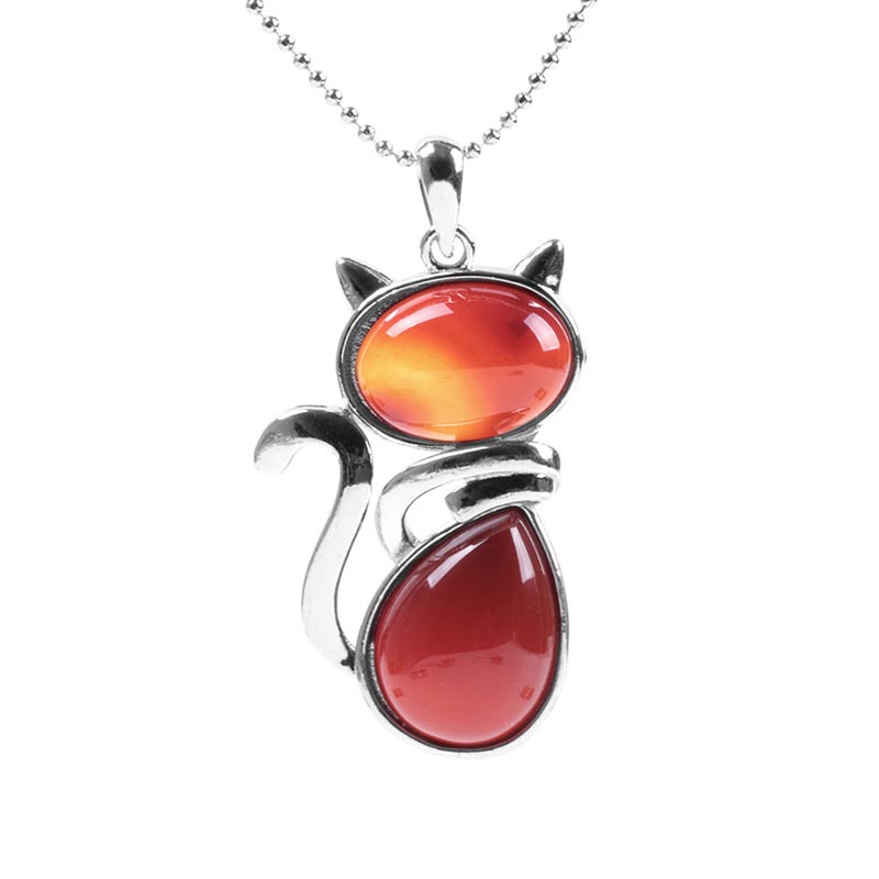 Buddha Stones Cat Pattern Natural Crystal Protection Necklace Pendant (Extra 35% Off | USE CODE: FS35)