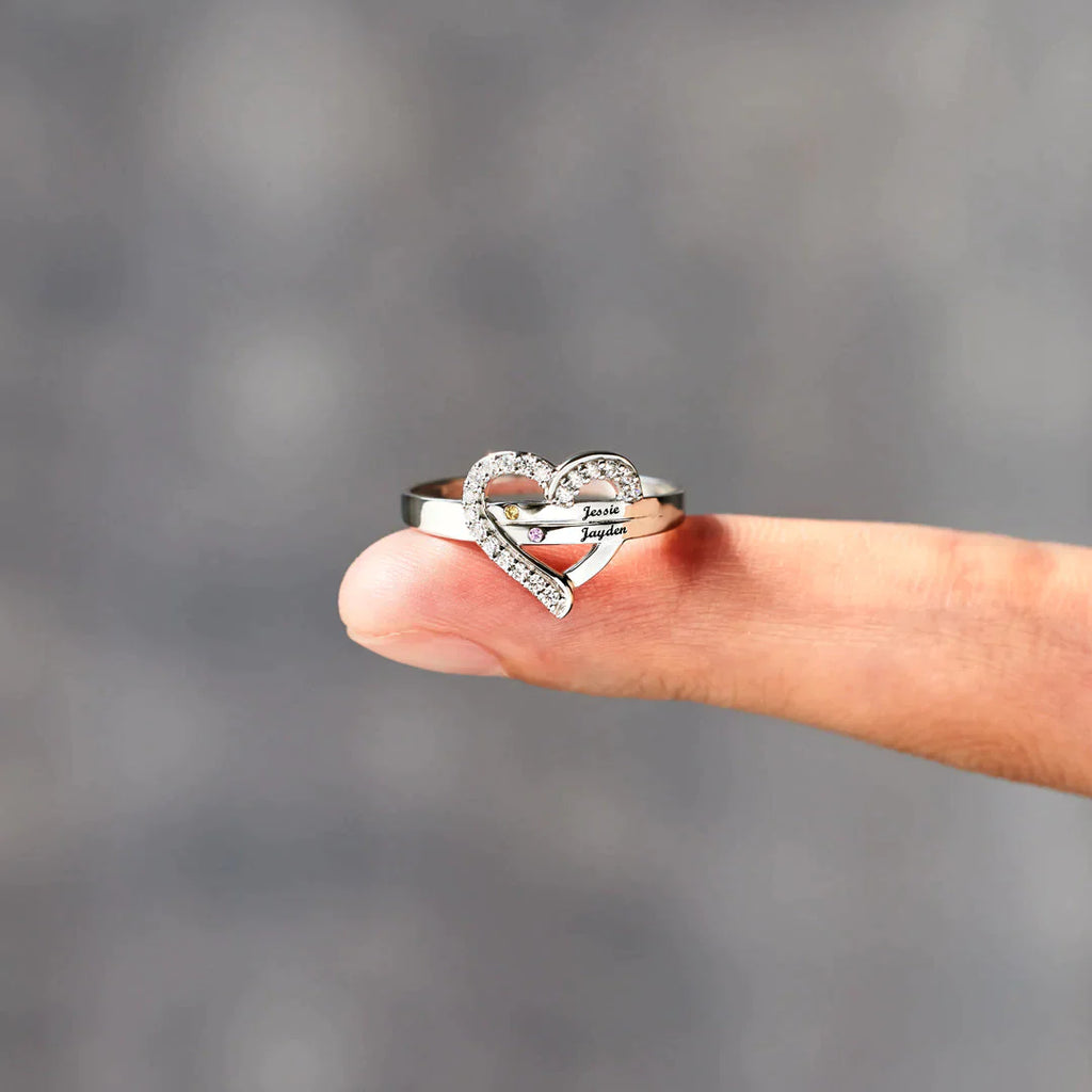 1-7 Names&Birthstones Heart Ring