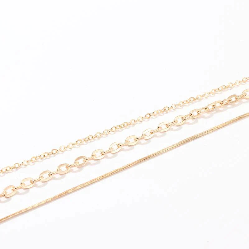 Three Layers Anklets Bracelet Beach Anklet Set Chain Anklet
