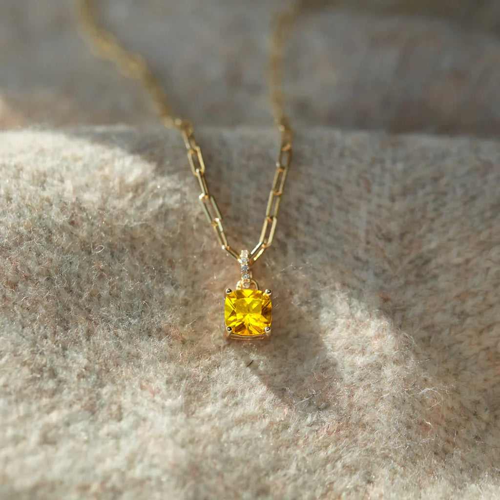 👑 Mama Queens Cushion-Cut November Birthstone Layered Necklace Set