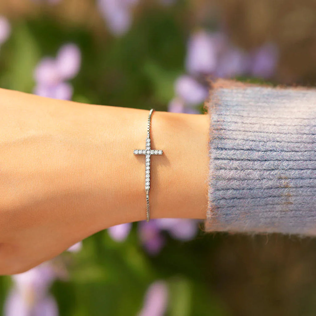 I Thank God For You Minimalist Cross Bracelet