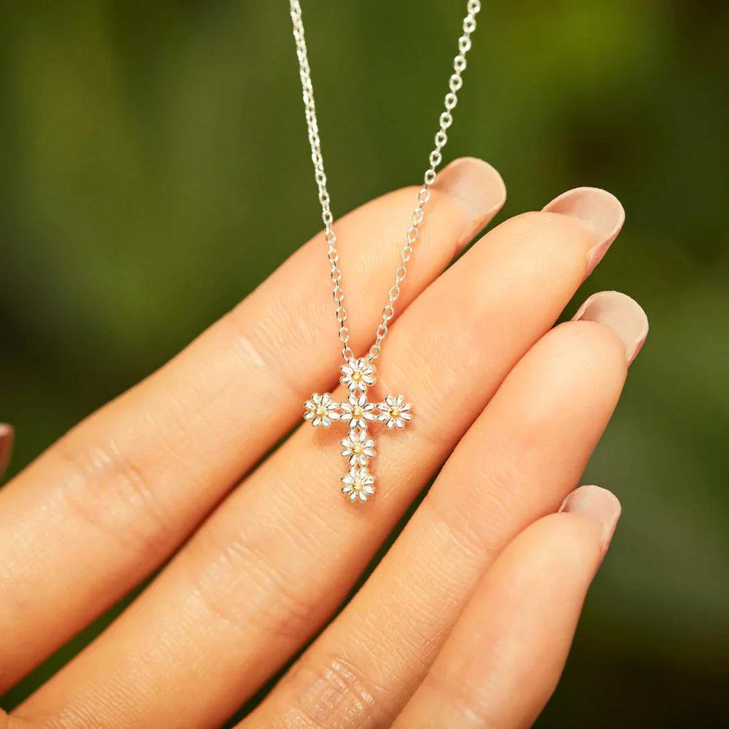Mom You Are A Blessing Daisy Cross Necklace