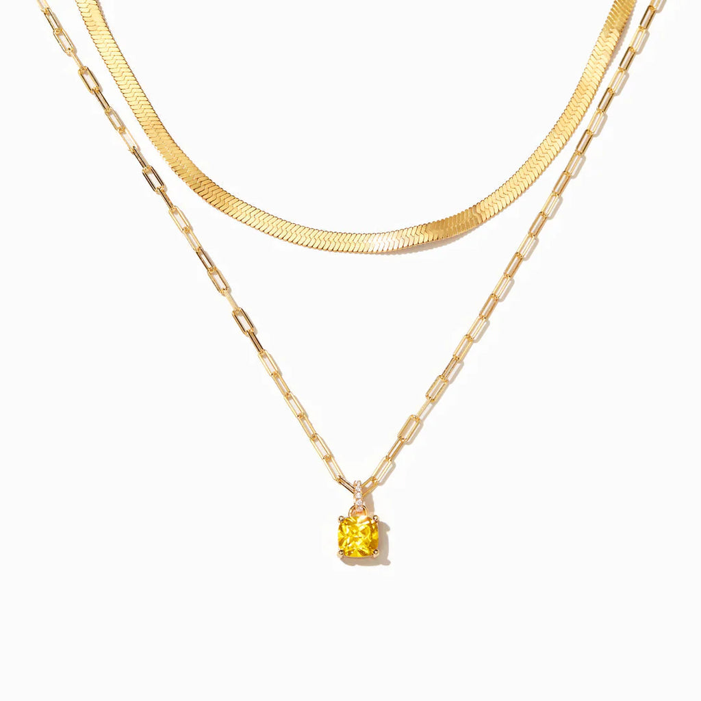 👑 Mama Queens Cushion-Cut November Birthstone Layered Necklace Set