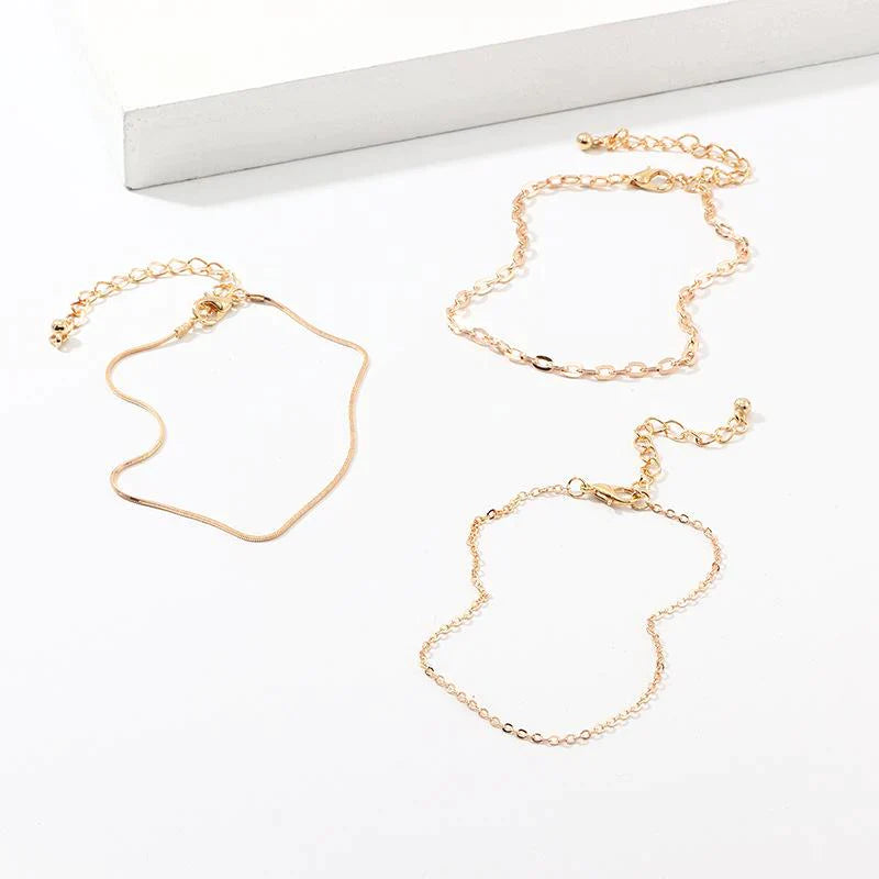 Three Layers Anklets Bracelet Beach Anklet Set Chain Anklet