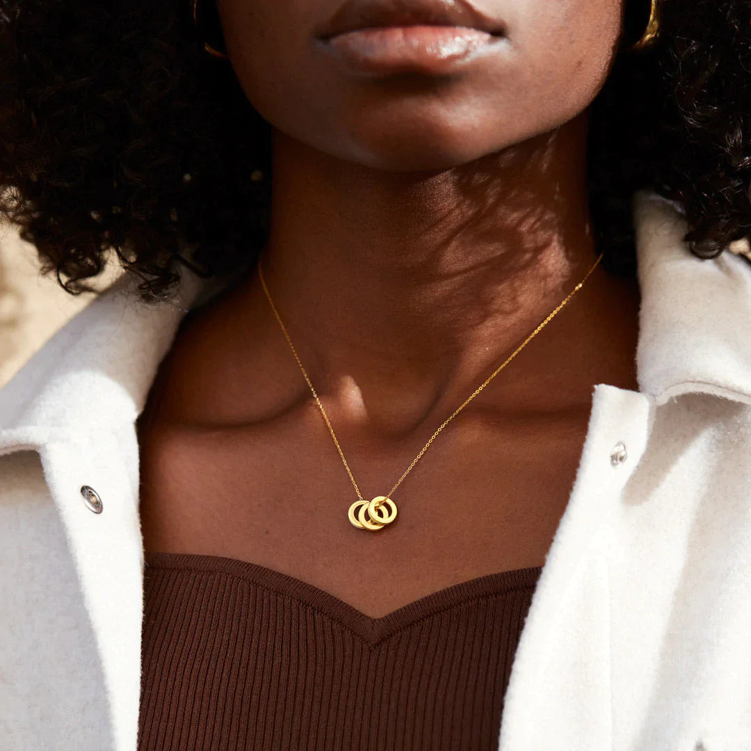 You Are Loved Enamel Triple Circle Necklace