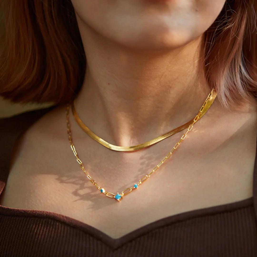 Turquoise Gemstone Layered Necklace Set