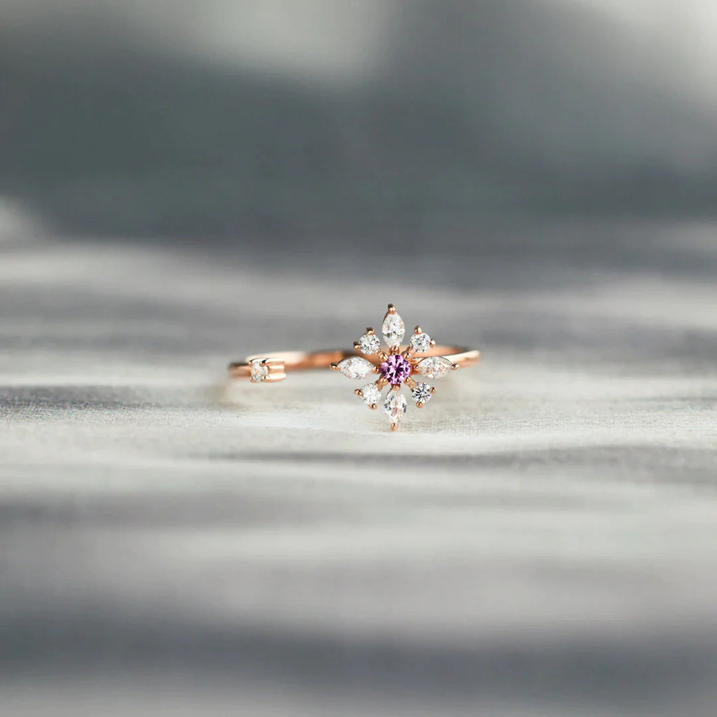 I Will Always Be There Gem Flower Ring