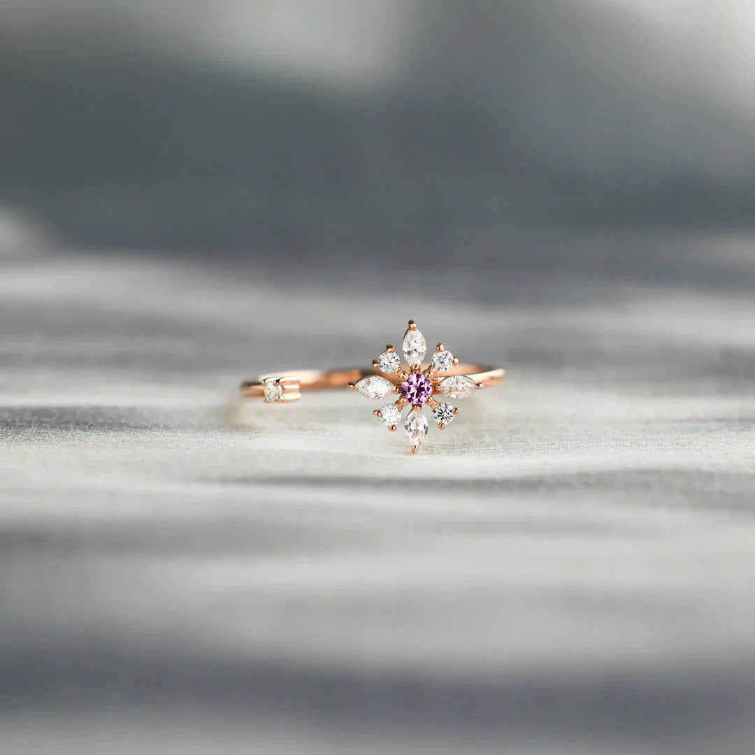 I Will Always Be There Gem Flower Ring