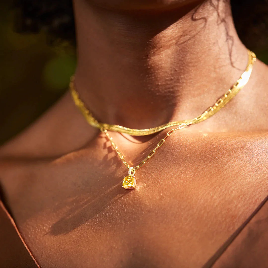 👑 Mama Queens Cushion-Cut November Birthstone Layered Necklace Set