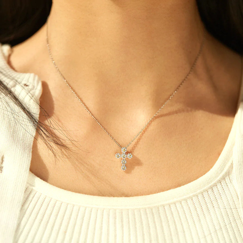 Mom You Are A Blessing Daisy Cross Necklace
