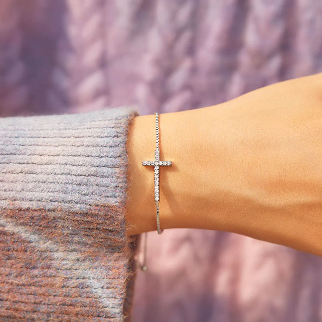 I Thank God For You Minimalist Cross Bracelet