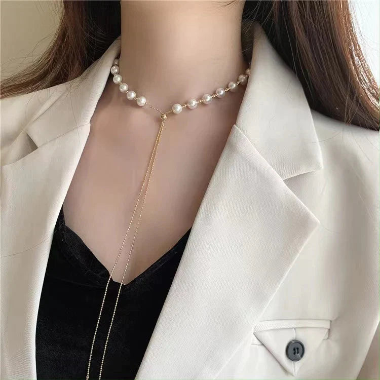 Fashion tassel pearl necklace