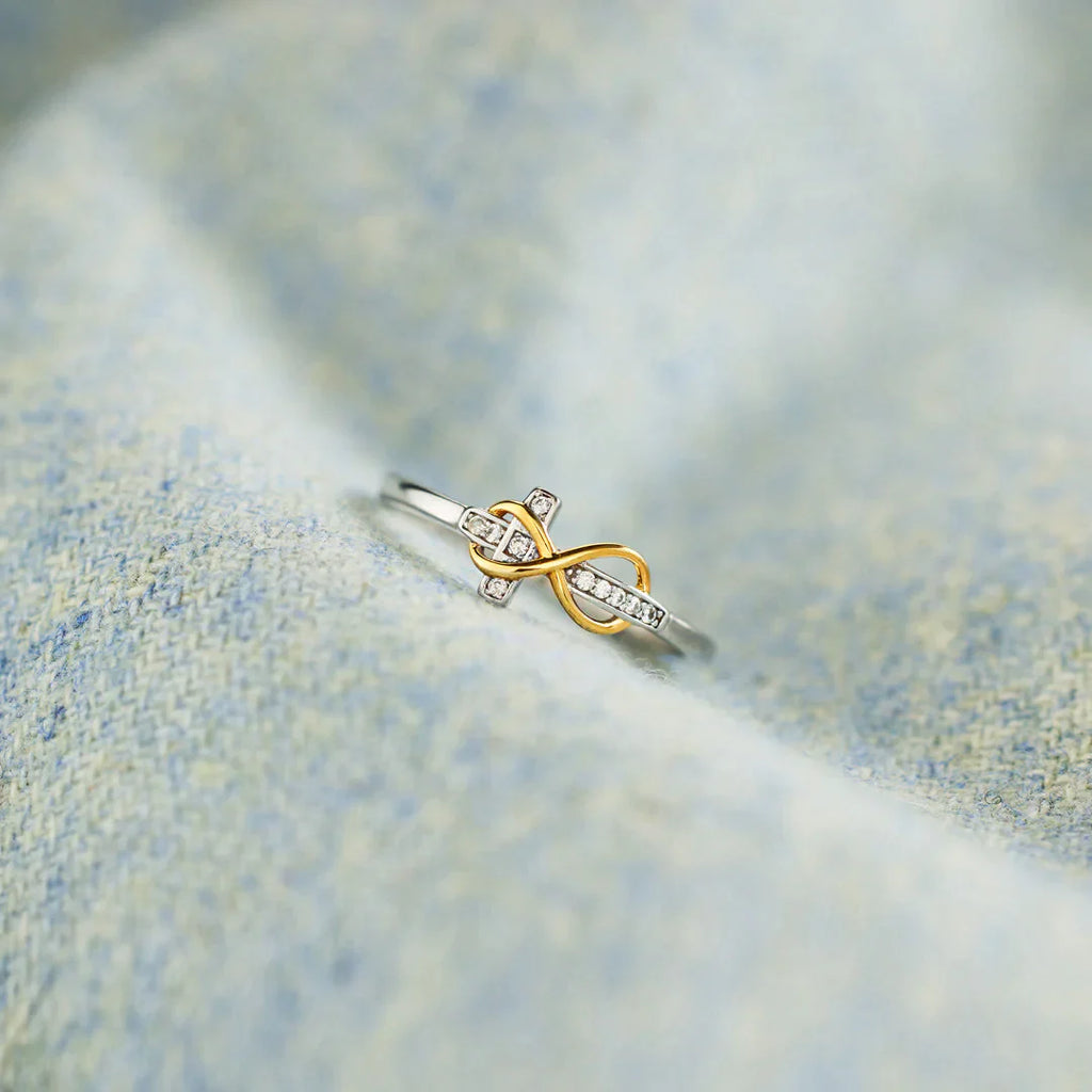 Hug You With My Prayers Infinity Cross Ring