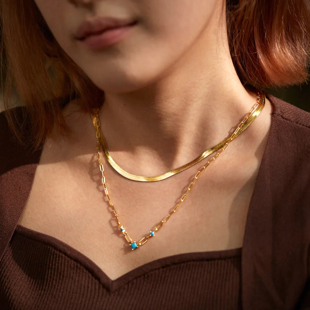 Turquoise Gemstone Layered Necklace Set