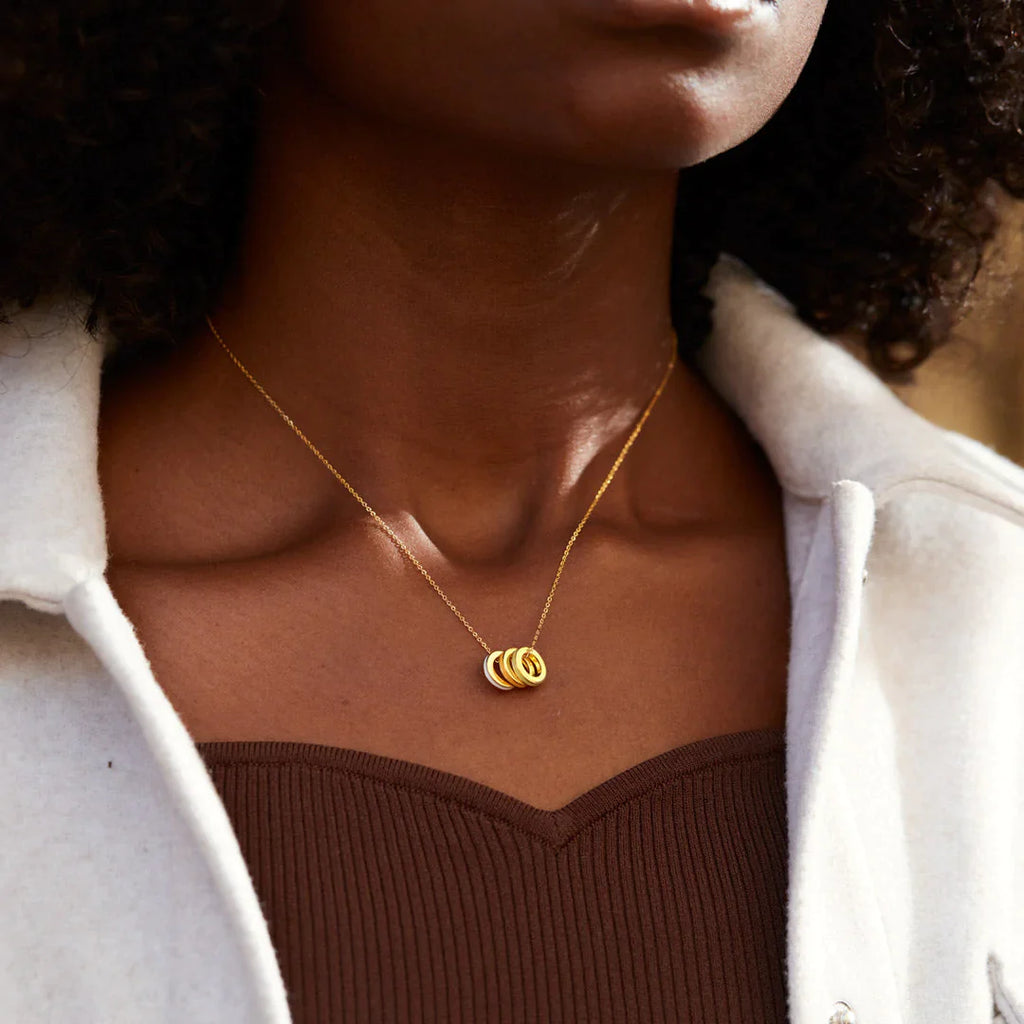 You Are Loved Enamel Triple Circle Necklace