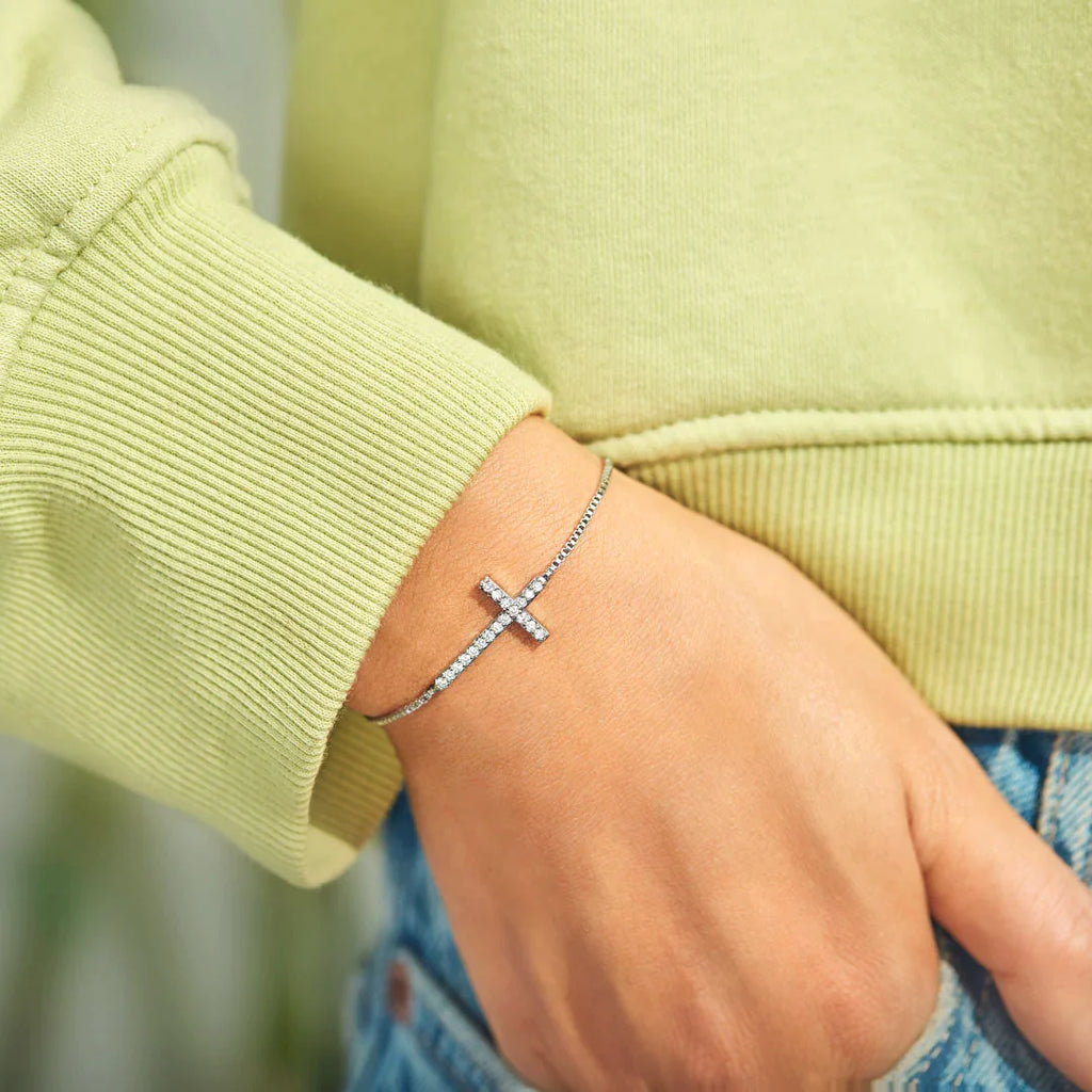 I Thank God For You Minimalist Cross Bracelet