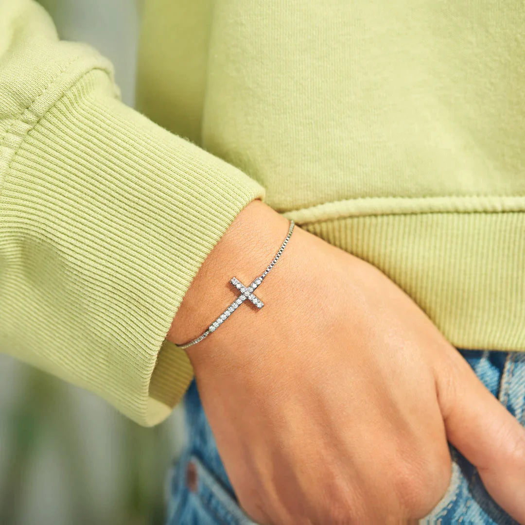 I Thank God For You Minimalist Cross Bracelet